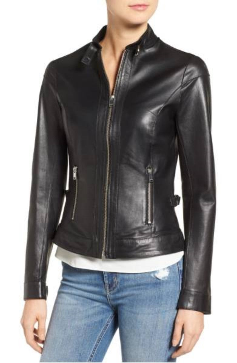 Biker / Motorcycle Jacket - Women Real Lambskin Leather Biker Jacket KW366 - Koza Leathers
