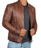 Koza Leathers Men's Genuine Lambskin Leather Vintage Bomber Jacket VJ010