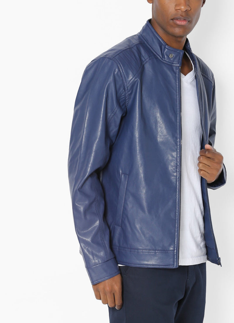 Biker Jacket - Men Real Lambskin Motorcycle Leather Biker Jacket KM609 - Koza Leathers