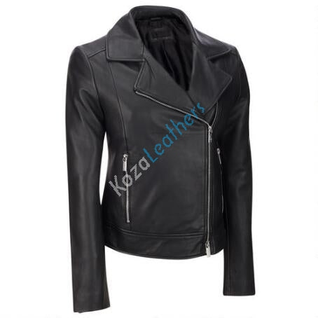 Biker / Motorcycle Jacket - Women Real Lambskin Leather Biker Jacket KW104 - Koza Leathers