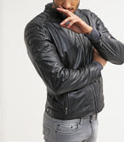 Biker Jacket - Men Real Lambskin Motorcycle Leather Biker Jacket KM240 - Koza Leathers