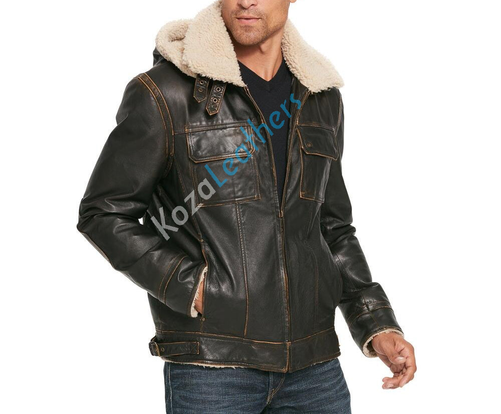 Koza Leathers Men's Genuine Lambskin Bomber Leather Jacket NJ004