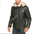 Koza Leathers Men's Genuine Lambskin Bomber Leather Jacket NJ004