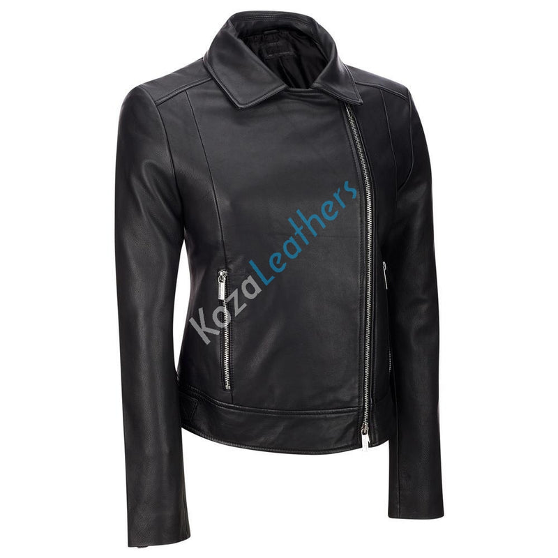 Biker / Motorcycle Jacket - Women Real Lambskin Leather Biker Jacket KW104 - Koza Leathers