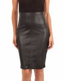 Knee Length Skirt - Women Real Lambskin Leather Slim Fit Skirt WS052 - Koza Leathers