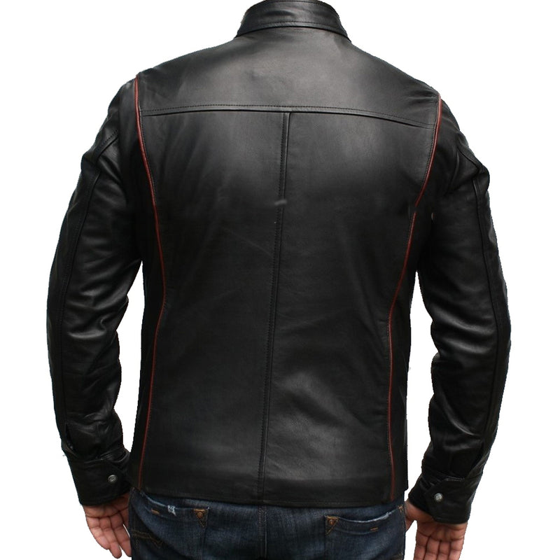 Biker Jacket - Men Real Lambskin Motorcycle Leather Biker Jacket KM319 - Koza Leathers