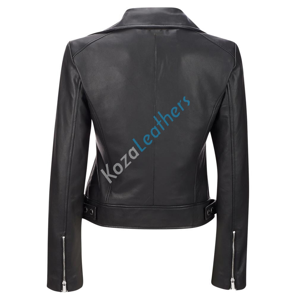 Biker / Motorcycle Jacket - Women Real Lambskin Leather Biker Jacket KW104 - Koza Leathers