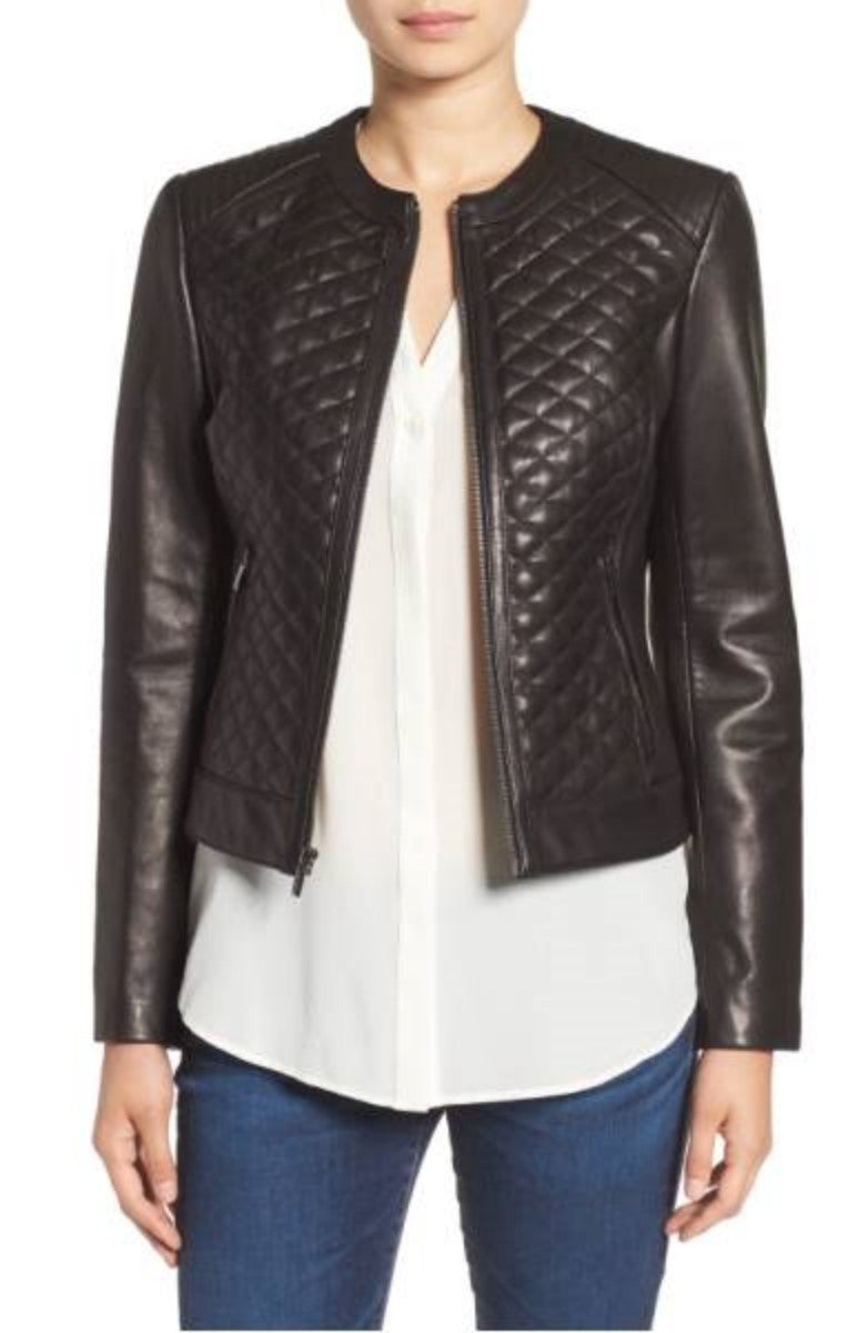 Biker / Motorcycle Jacket - Women Real Lambskin Leather Biker Jacket KW368 - Koza Leathers