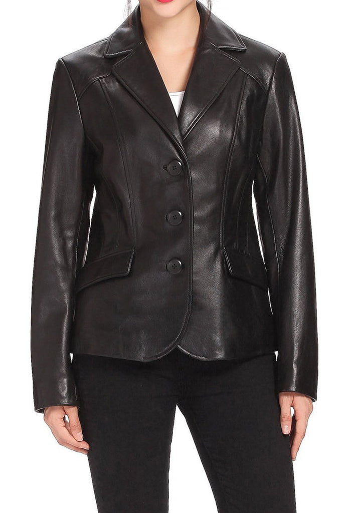 Koza Leathers Women's Real Lambskin Leather Blazer BW026