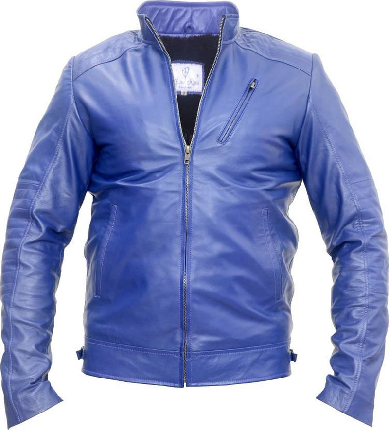 Biker Jacket - Men Real Lambskin Motorcycle Leather Biker Jacket KM508 - Koza Leathers