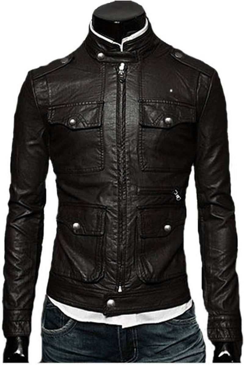 Biker Jacket - Men Real Lambskin Motorcycle Leather Biker Jacket KM509 - Koza Leathers