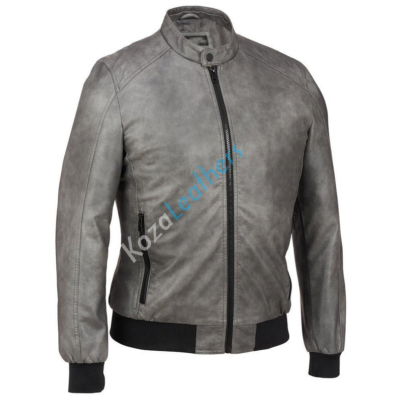 Biker Jacket - Men Real Lambskin Motorcycle Leather Biker Jacket KM226 - Koza Leathers