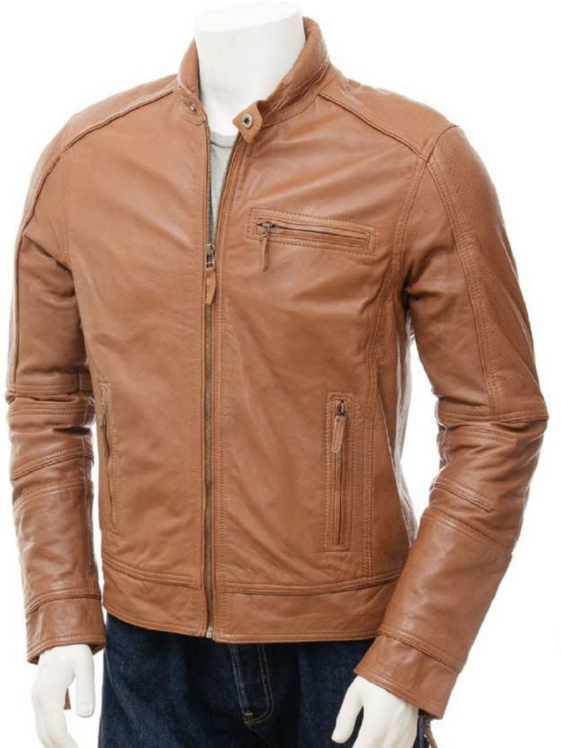 Biker Jacket - Men Real Lambskin Motorcycle Leather Biker Jacket KM511 - Koza Leathers