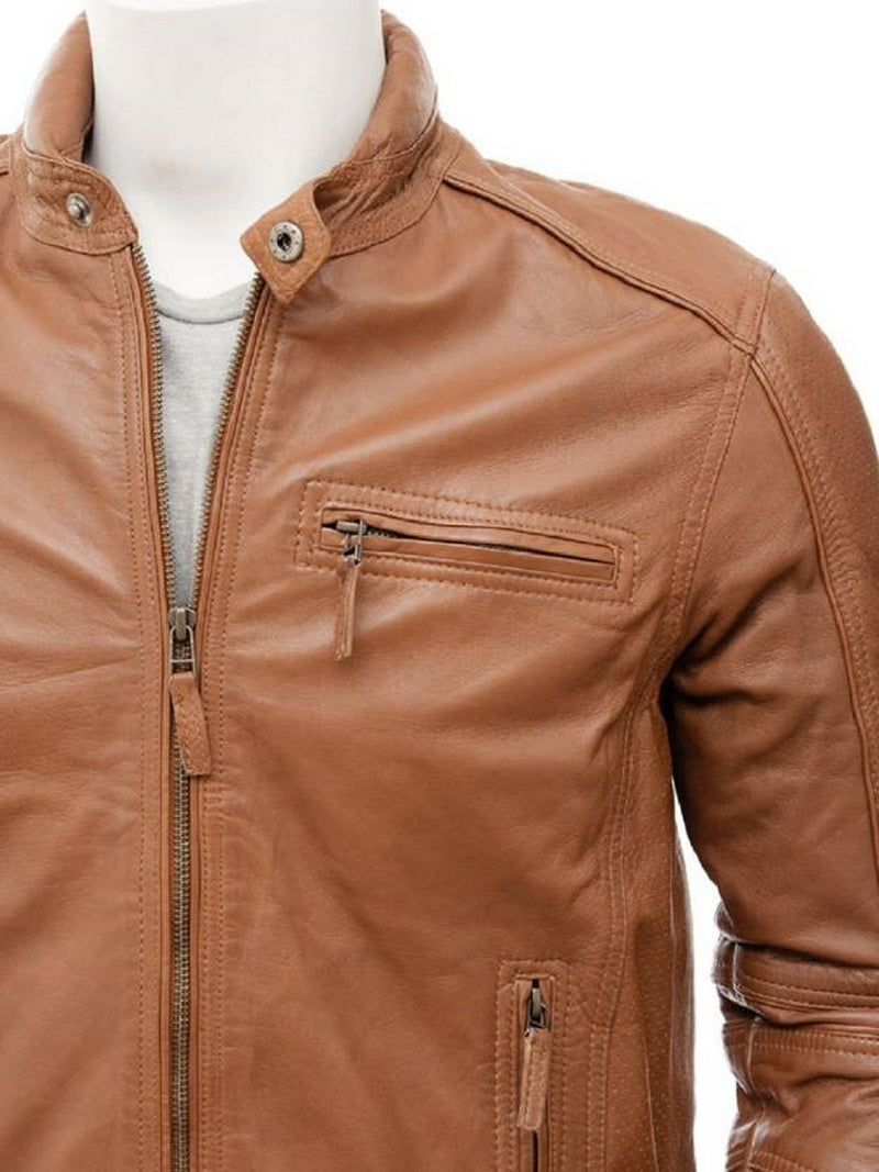 Biker Jacket - Men Real Lambskin Motorcycle Leather Biker Jacket KM511 - Koza Leathers