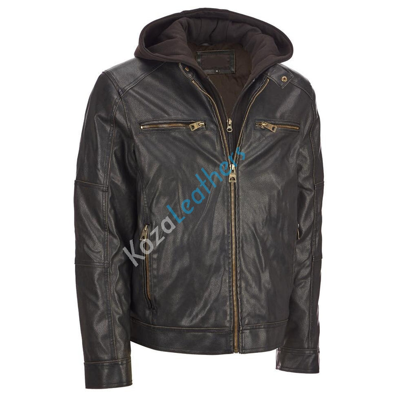 Biker Jacket - Men Real Lambskin Motorcycle Leather Biker Jacket KM227 - Koza Leathers