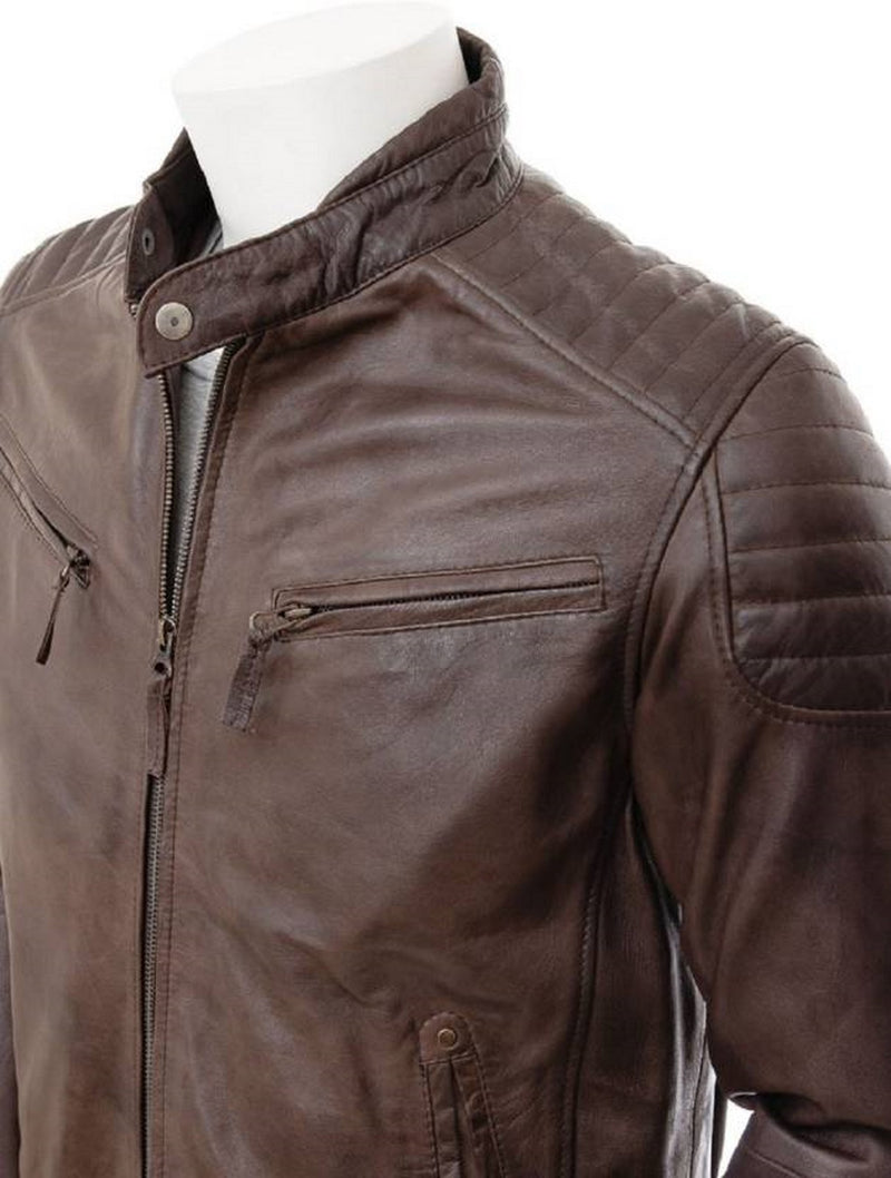 Biker Jacket - Men Real Lambskin Motorcycle Leather Biker Jacket KM512 - Koza Leathers