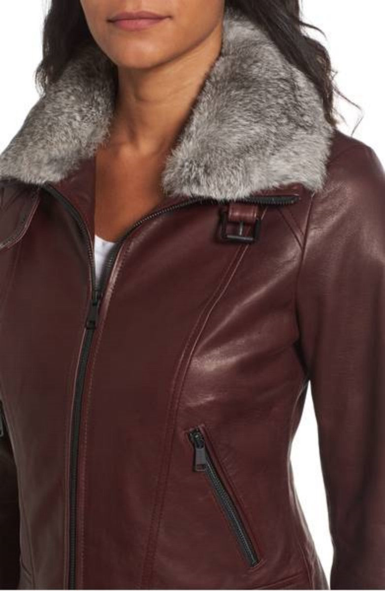 Biker / Motorcycle Jacket - Women Real Lambskin Leather Biker Jacket KW373 - Koza Leathers