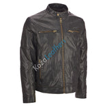 Biker Jacket - Men Real Lambskin Motorcycle Leather Biker Jacket KM227 - Koza Leathers