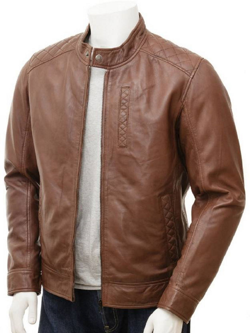 Biker Jacket - Men Real Lambskin Motorcycle Leather Biker Jacket KM513 - Koza Leathers