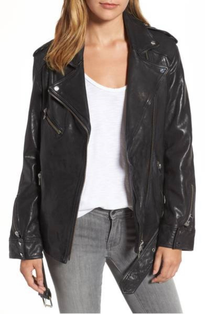 Biker / Motorcycle Jacket - Women Real Lambskin Leather Biker Jacket KW374 - Koza Leathers