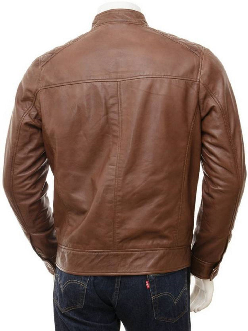 Biker Jacket - Men Real Lambskin Motorcycle Leather Biker Jacket KM513 - Koza Leathers