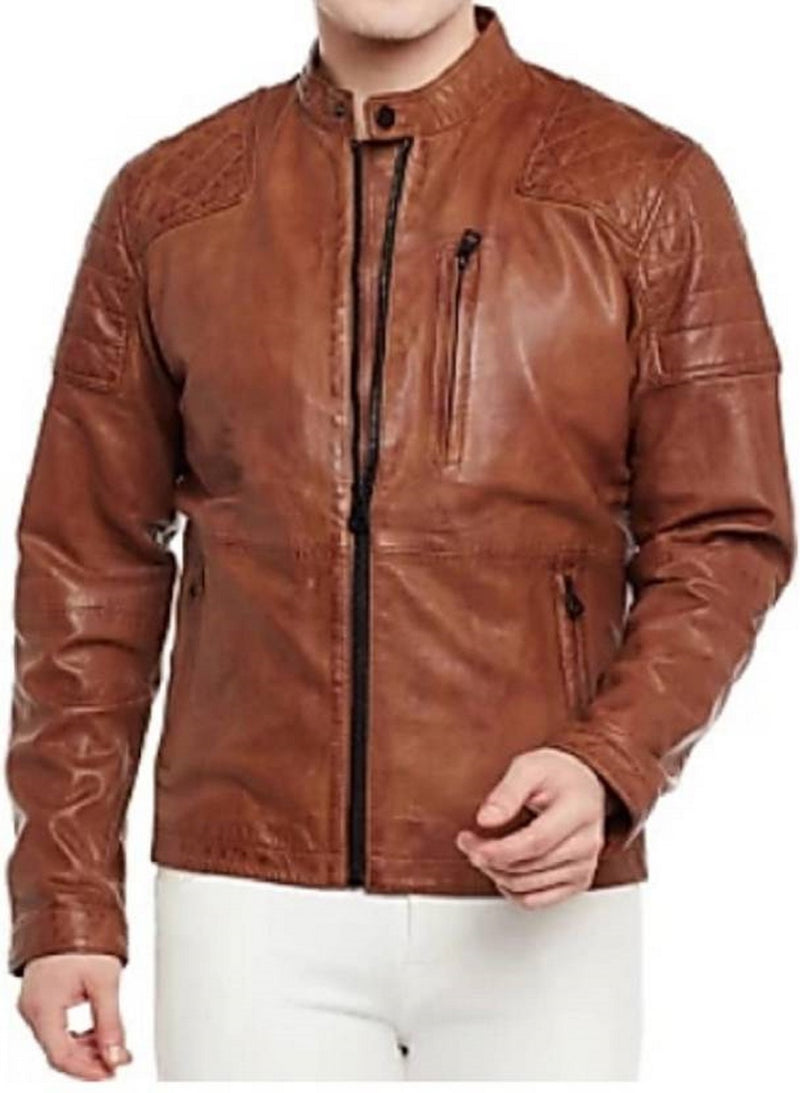 Biker Jacket - Men Real Lambskin Motorcycle Leather Biker Jacket KM514 - Koza Leathers