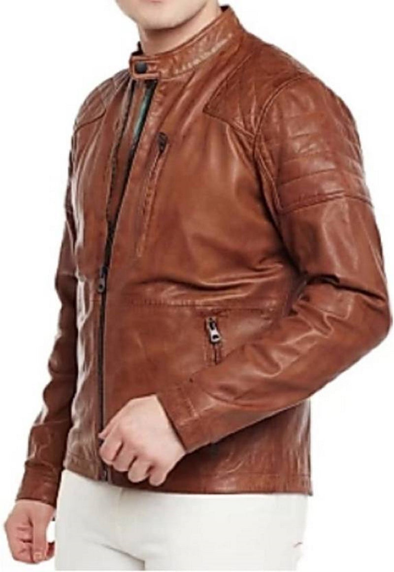 Biker Jacket - Men Real Lambskin Motorcycle Leather Biker Jacket KM514 - Koza Leathers