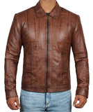 Koza Leathers Men's Genuine Lambskin Leather Vintage Bomber Jacket VJ010