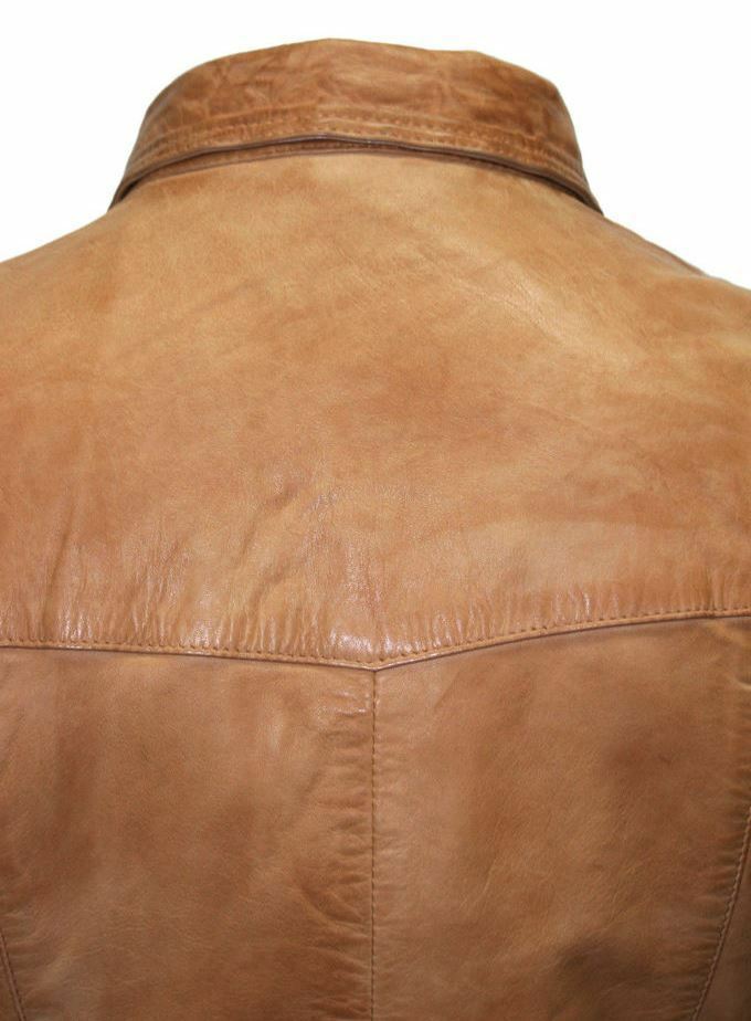 Men's Genuine Lambskin Leather Shirt Jacket MSH010