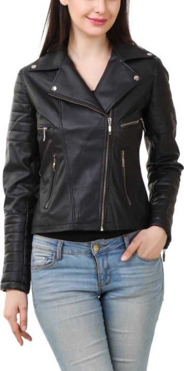 Biker / Motorcycle Jacket - Women Real Lambskin Leather Biker Jacket KW386 - Koza Leathers