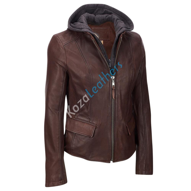 Biker / Motorcycle Jacket - Women Real Lambskin Leather Biker Jacket KW105 - Koza Leathers