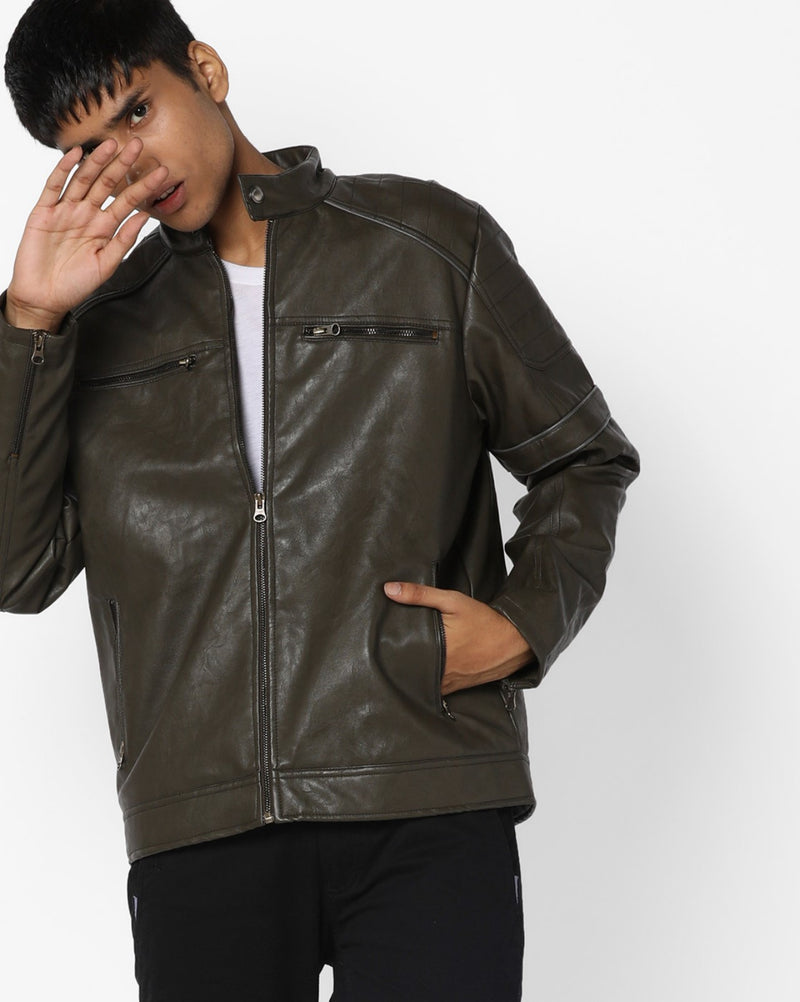 Biker Jacket - Men Real Lambskin Motorcycle Leather Biker Jacket KM610 - Koza Leathers