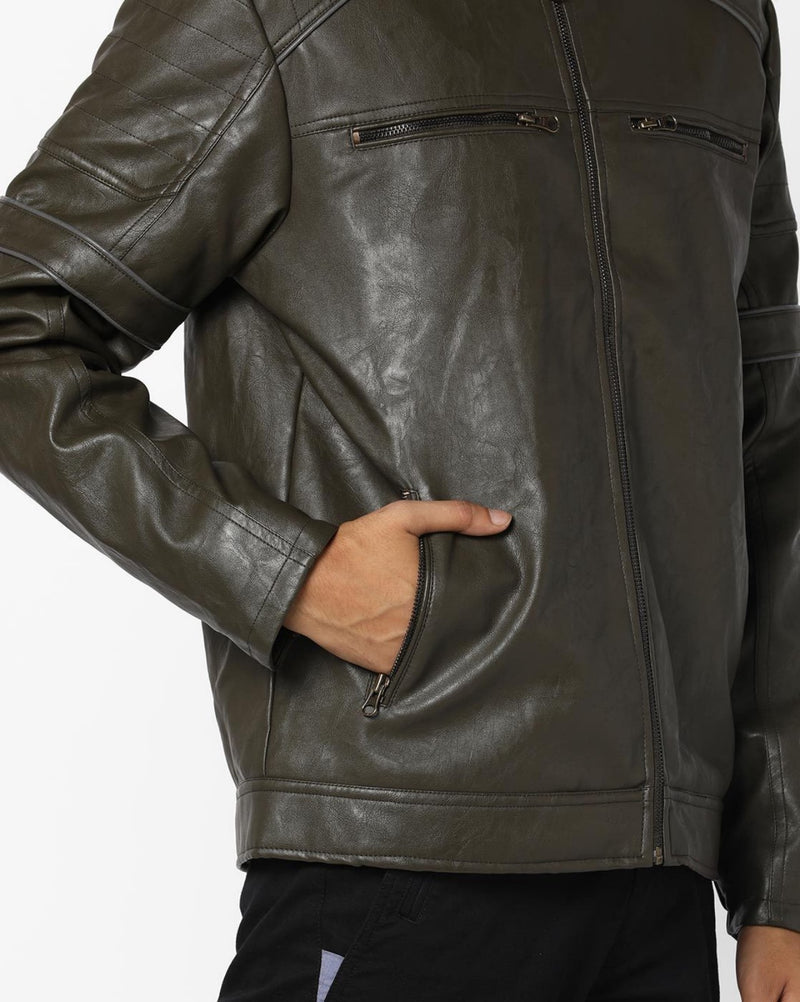 Biker Jacket - Men Real Lambskin Motorcycle Leather Biker Jacket KM610 - Koza Leathers
