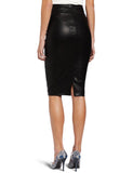 Knee Length Skirt - Women Real Lambskin Leather Slim Fit Skirt WS053 - Koza Leathers