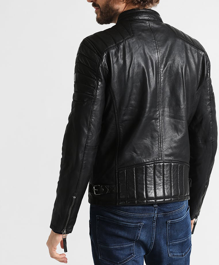 Biker Jacket - Men Real Lambskin Motorcycle Leather Biker Jacket KM241 - Koza Leathers