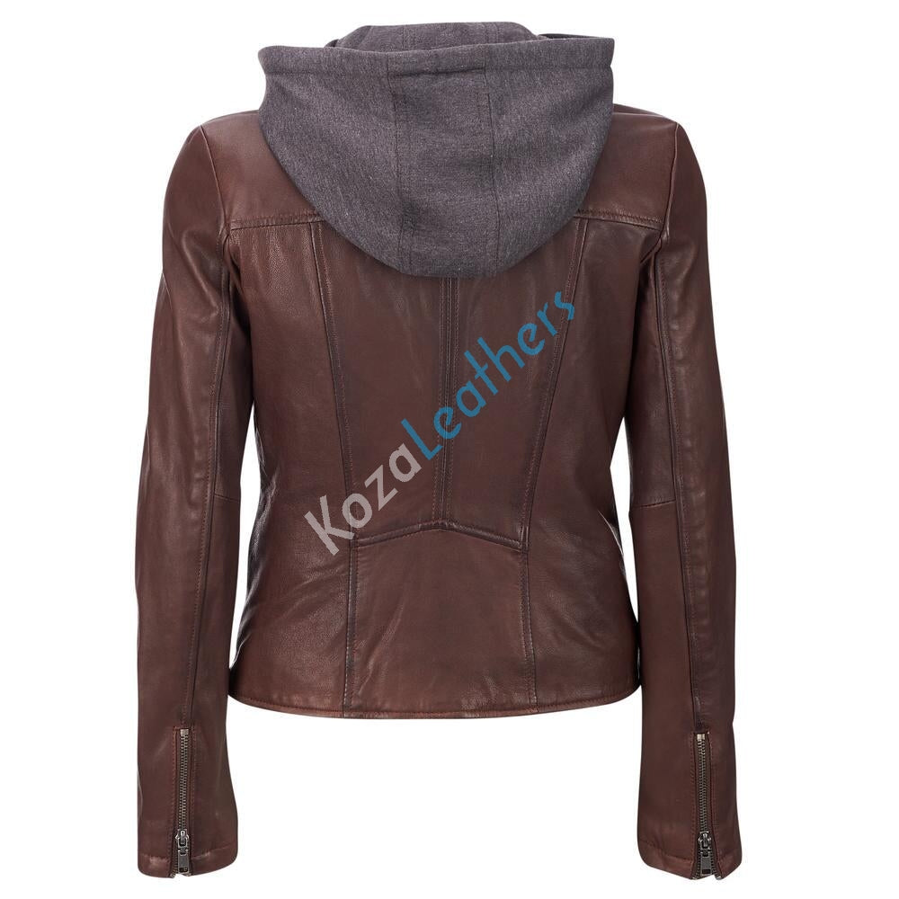 Biker / Motorcycle Jacket - Women Real Lambskin Leather Biker Jacket KW105 - Koza Leathers