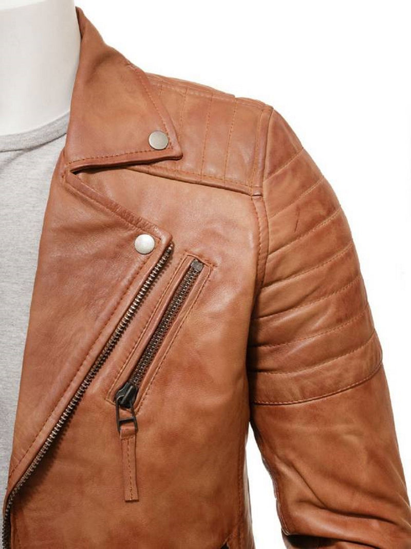 Biker Jacket - Men Real Lambskin Motorcycle Leather Biker Jacket KM516 - Koza Leathers