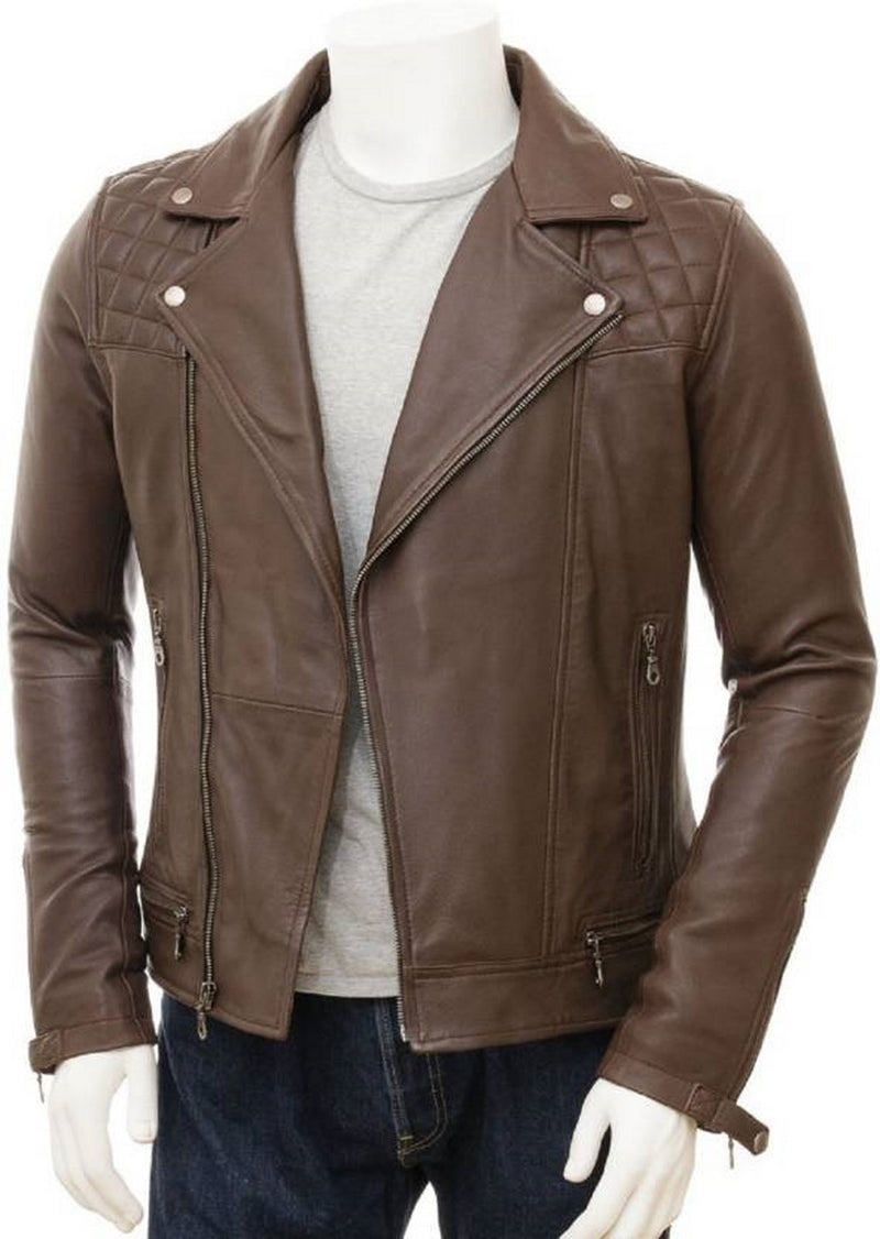 Biker Jacket - Men Real Lambskin Motorcycle Leather Biker Jacket KM517 - Koza Leathers