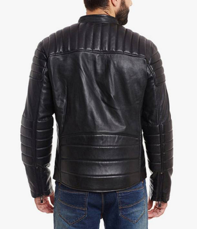 Biker Jacket - Men Real Lambskin Motorcycle Leather Biker Jacket KM519 - Koza Leathers