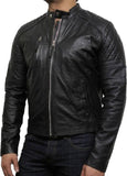 Biker Jacket - Men Real Lambskin Motorcycle Leather Biker Jacket KM520 - Koza Leathers