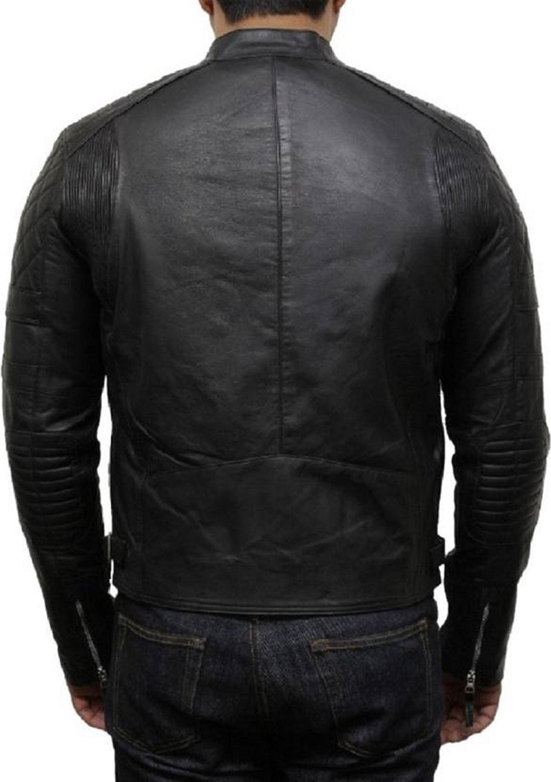 Biker Jacket - Men Real Lambskin Motorcycle Leather Biker Jacket KM520 - Koza Leathers