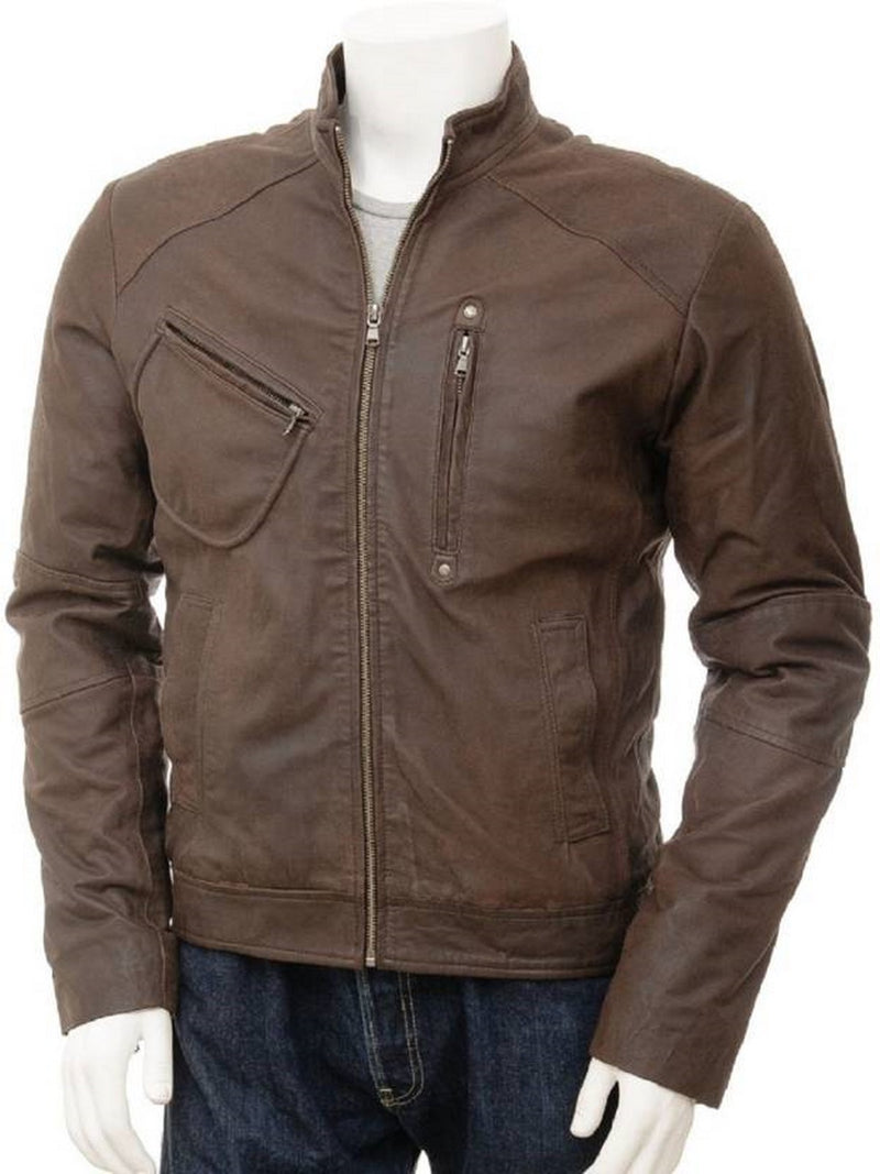 Biker Jacket - Men Real Lambskin Motorcycle Leather Biker Jacket KM521 - Koza Leathers