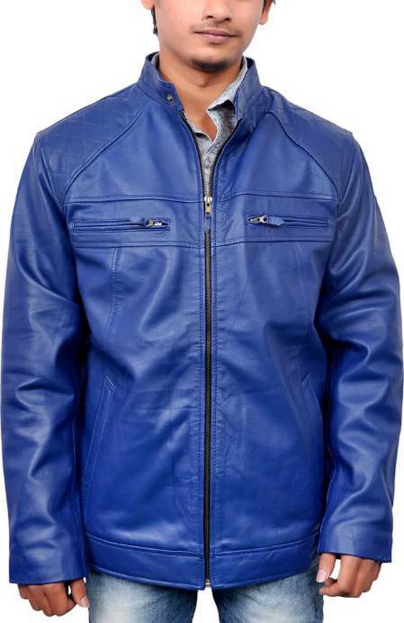 Biker Jacket - Men Real Lambskin Motorcycle Leather Biker Jacket KM522 - Koza Leathers