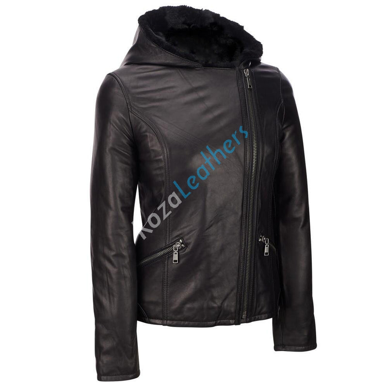 Biker / Motorcycle Jacket - Women Real Lambskin Leather Biker Jacket KW106 - Koza Leathers
