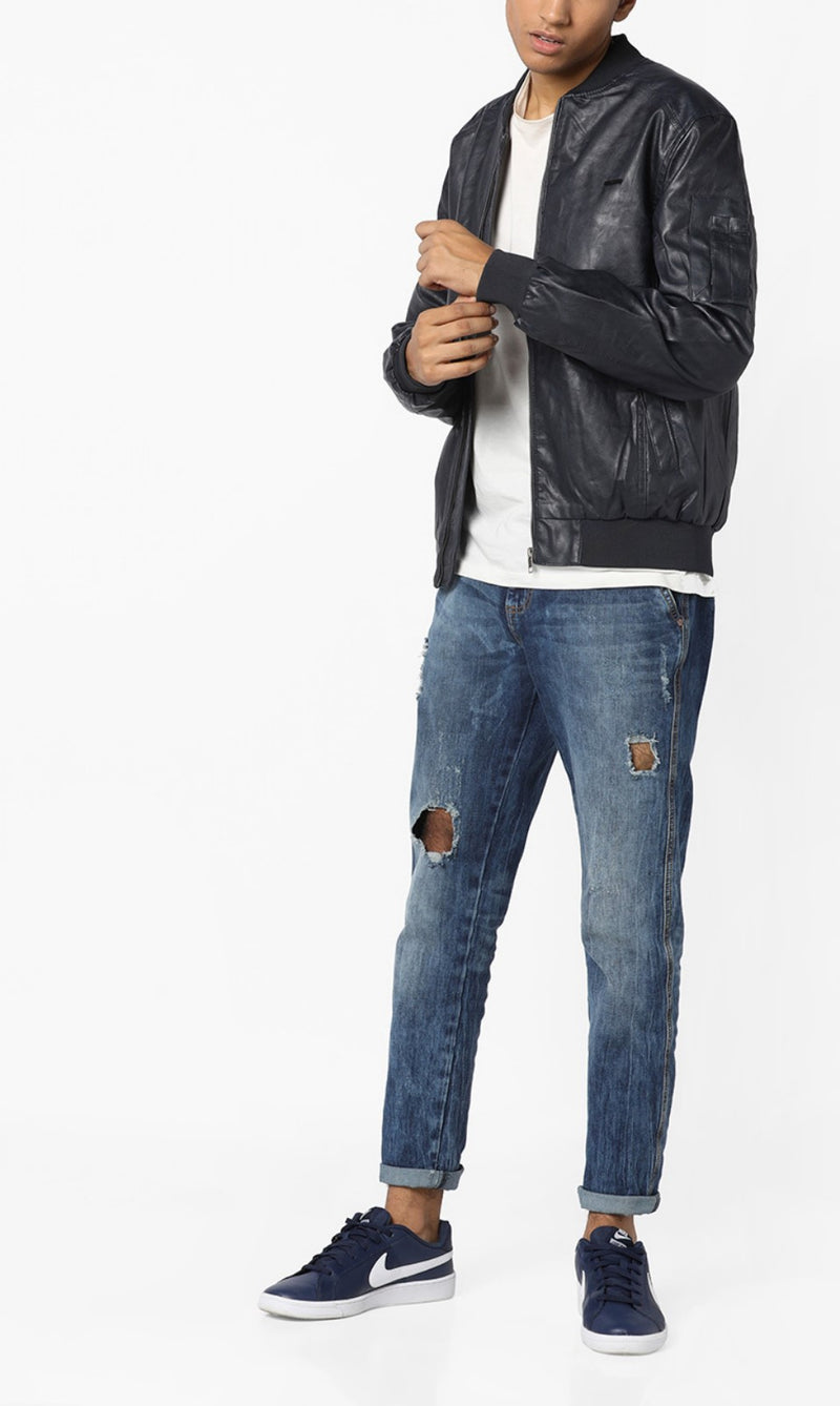 Biker Jacket - Men Real Lambskin Motorcycle Leather Biker Jacket KM611 - Koza Leathers