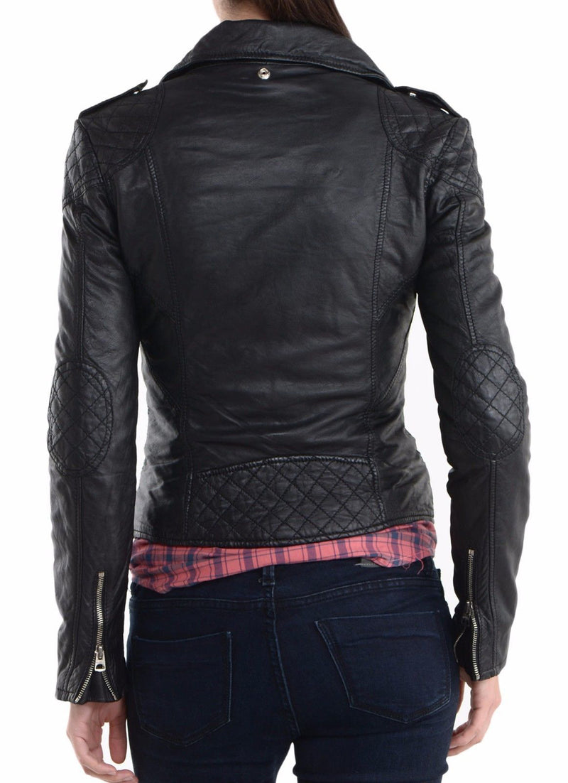 Biker / Motorcycle Jacket - Women Real Lambskin Leather Biker Jacket KW022 - Koza Leathers