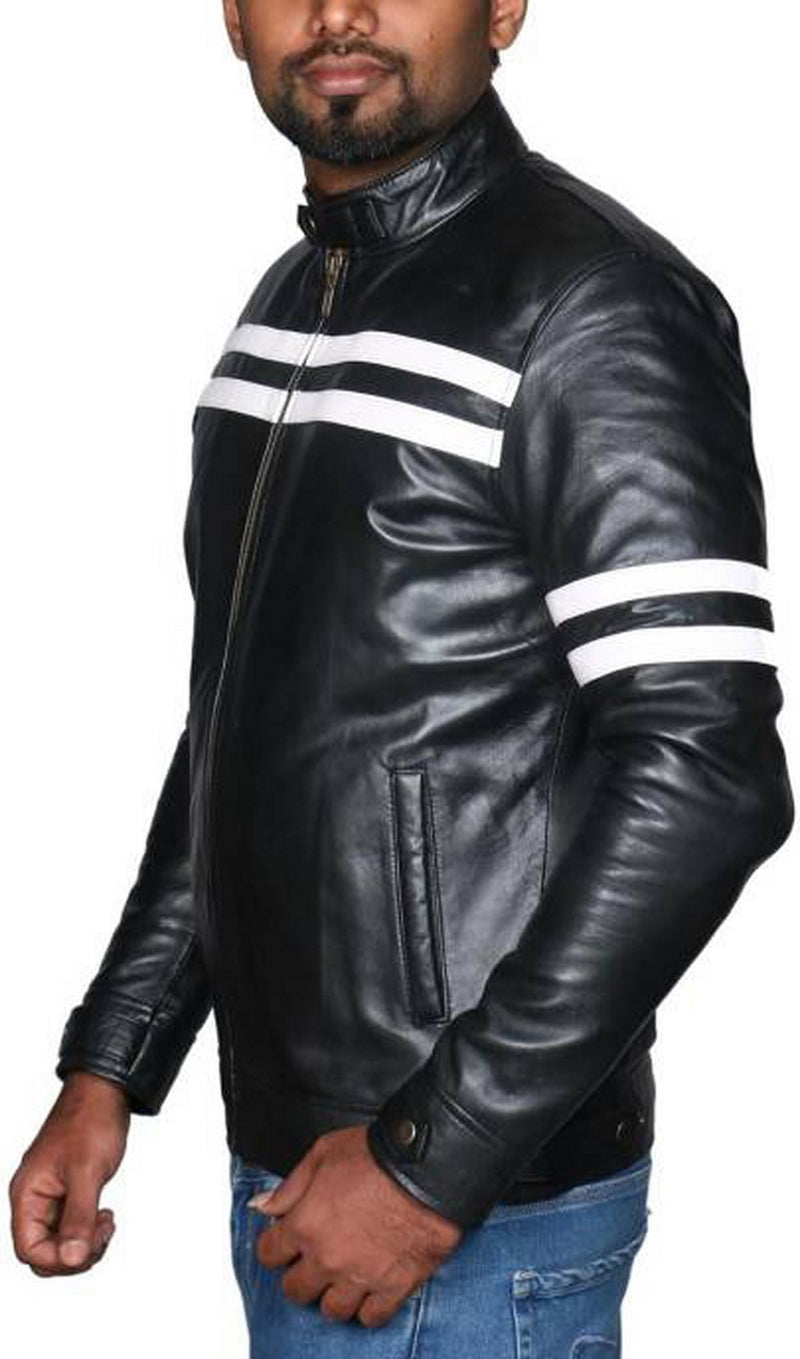 Biker Jacket - Men Real Lambskin Motorcycle Leather Biker Jacket KM525 - Koza Leathers