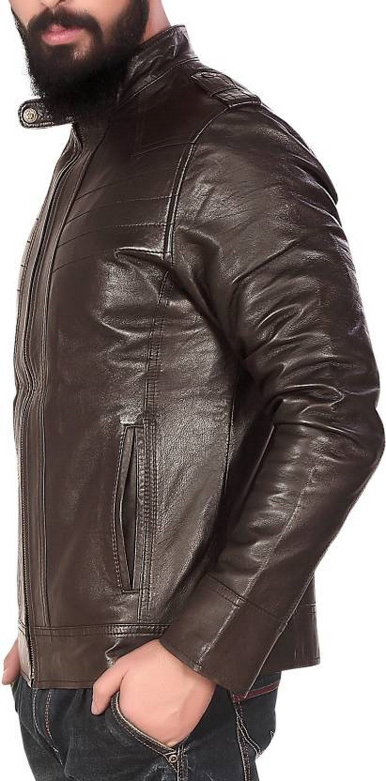 Biker Jacket - Men Real Lambskin Motorcycle Leather Biker Jacket KM527 - Koza Leathers