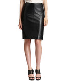 Knee Length Skirt - Women Real Lambskin Leather Slim Fit Skirt WS055 - Koza Leathers