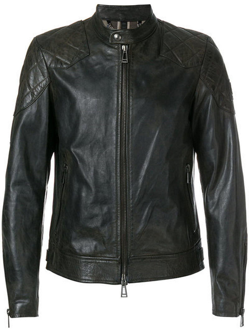 Biker Jacket - Men Real Lambskin Motorcycle Leather Biker Jacket KM368 - Koza Leathers